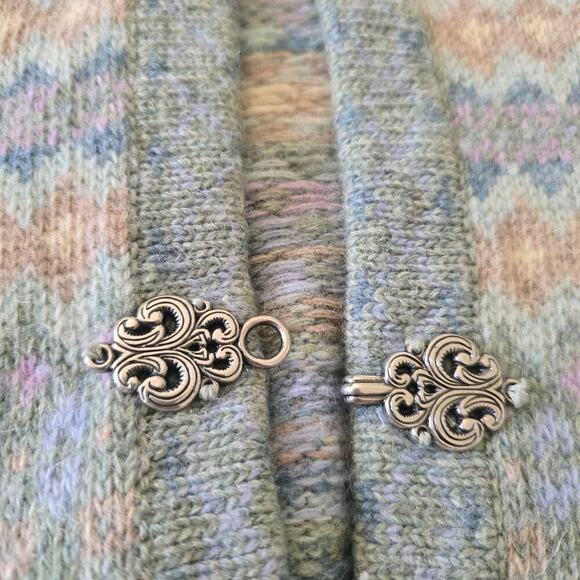 Vintage Frost Lambs Wool Cardigan Sweater M Nordic Fair Isle Hook Cottagecore - Picture 7 of 7